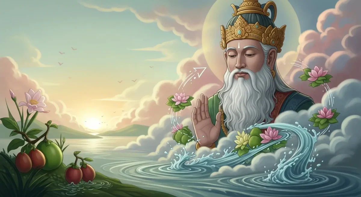 Ilustrasi Bethara Singajanma yang bijaksana, dewa pelindung Wuku Wugu dalam primbon Jawa, simbol perubahan dan pengetahuan.