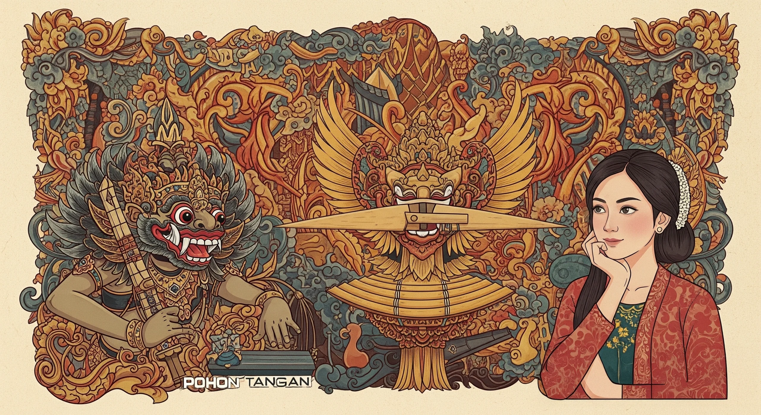 Wuku Galungan: Makna Kemenangan Dharma & Wejangan Cinta Sejati dari Bethara Kamajaya - Kaweruh Jawa Simbol-simbol Wuku Galungan: Pohon Tangan, Burung Bidho, dan Bokor Berisi Air, yang melambangkan watak kelahiran.